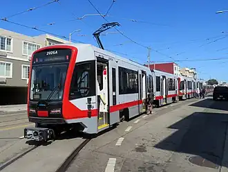 An inbound N Judah train at the 48th Avenue in September 2019