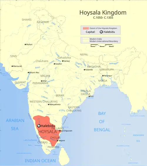 Greatest extent of the Hoysala Kingdom, c.1050- c.1355