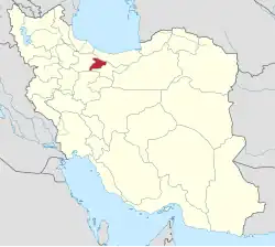 Map of Iran with Alborz highlighted