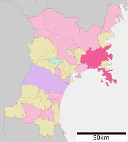 Location of Ishinomaki in Miyagi Prefecture