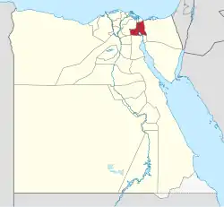 Ismailia Governorate on the map of Egypt