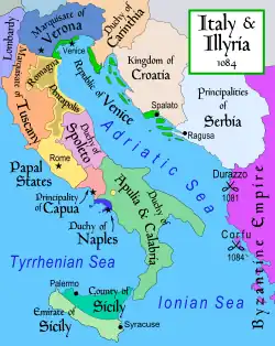Italy and Illyria during the rule of Robert Guiscard.