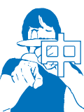 A Chinese character: "middle" (中, naka, chū)