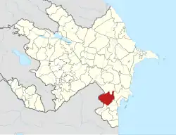Map of Azerbaijan showing Calilabad raion