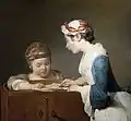 Odinary people at home- A young teacher by Chardin c.1740