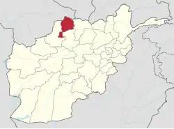 Map of Afghanistan with Jowzjan highlighted