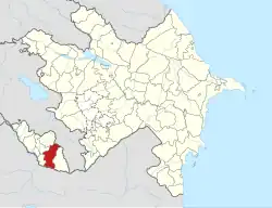 Map of Azerbaijan showing Julfa Raion