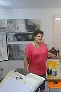 Julia Valdes with art