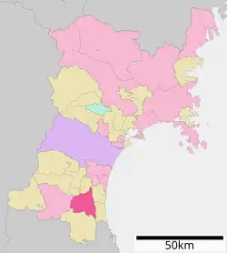 Location of Kakuda in Miyagi Prefecture