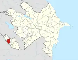 Map of Azerbaijan showing Kangarli Raion