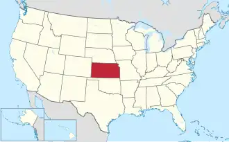 Map of the United States with Kansas highlighted