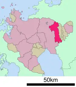 Location of Kanzaki in Saga Prefecture