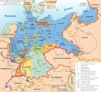 German States in 1925 (Free State of Prussia with its provinces shown in blue)