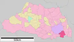 Location of Kawaguchi in Saitama Prefecture