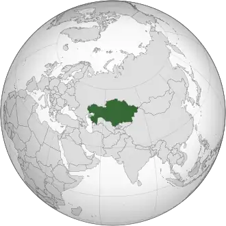 Location of &nbsp;Kazakhstan&nbsp;&nbsp;(green)