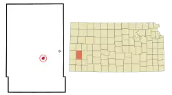 Location within Kearny County (left) and Kansas (right)