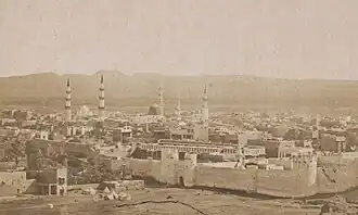 A view of Medina with the Prophet's Mosque and its Green Dome