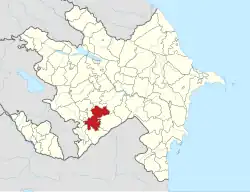 Map of Azerbaijan showing Khojavend District