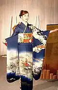 A woman wearing a kimono