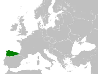 Location of the Kingdom of Asturias in 814&nbsp;AD