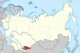 Location of Kirghizia (red) within the Soviet Union