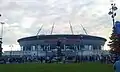 The monument to Sergey Kirov in front of the Krestovsky Stadium