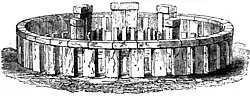 Stonehenge, perspective view of restored stones, 1845