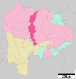 Location of Kōfu in Yamanashi Prefecture