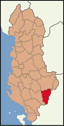 Map showing the district within Albania