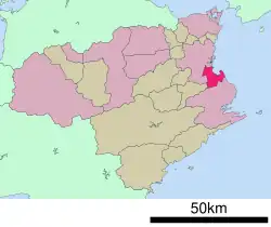 Location of Komatsushima in Tokushima Prefecture