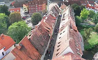 Late medieval Krämerbrücke supporting two rows of houses