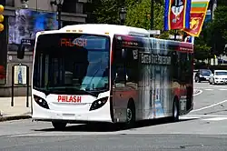 A second generation New Flyer MiDi bus operated by Philly Phlash in Philadelphia