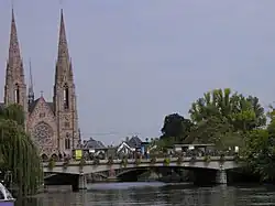 The Ill and the St Paul's church in Strasbourg.