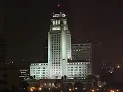 Seen at night from the Walt Disney Concert Hall.