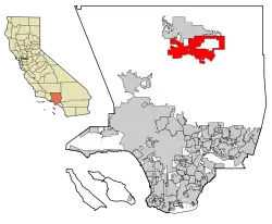 Location of Palmdale in Los Angeles County, California