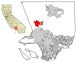 Location of Santa Clarita in California and Los Angeles County