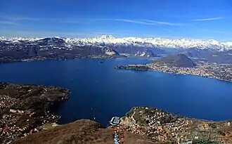 A view over Piedmont's Lake Maggiore, Mount Rosa and Verbania