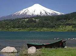 Villarrica lake and volcano.