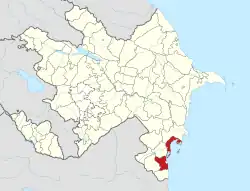 Map of Azerbaijan showing Lankaran Raion