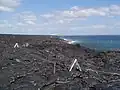 Walking across the cooled lava