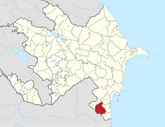 Map of Azerbaijan showing Lerik raion