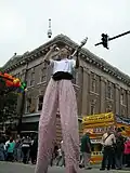 A juggler performs on the street