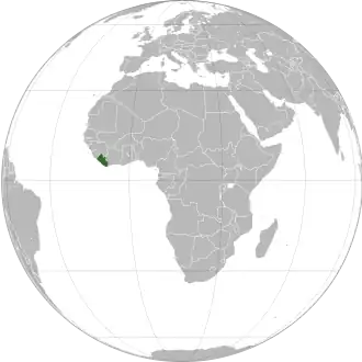 Location of &nbsp;Liberia&nbsp;&nbsp;(dark green)