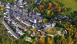 Aerial view of Lichtenberg with Lichtenberg Castle in the foreground