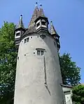 Citing Rapunzel, in a tower, in Lindau, at Lake Constance