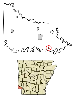 Location of Ogden in Little River County, Arkansas