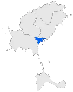 Location of Ibiza town on Ibiza island