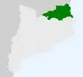 Northern Catalonia with respect to Catalonia, Spain.