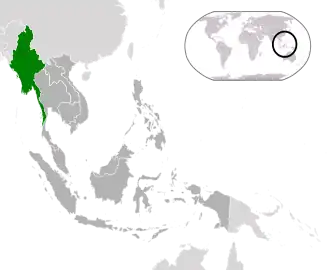 Location of &nbsp;Myanmar&nbsp;&nbsp;(green)in ASEAN&nbsp;&nbsp;(dark grey)&nbsp; —&nbsp; [Legend]