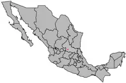 Location of San Luis Potosí in central-north Mexico